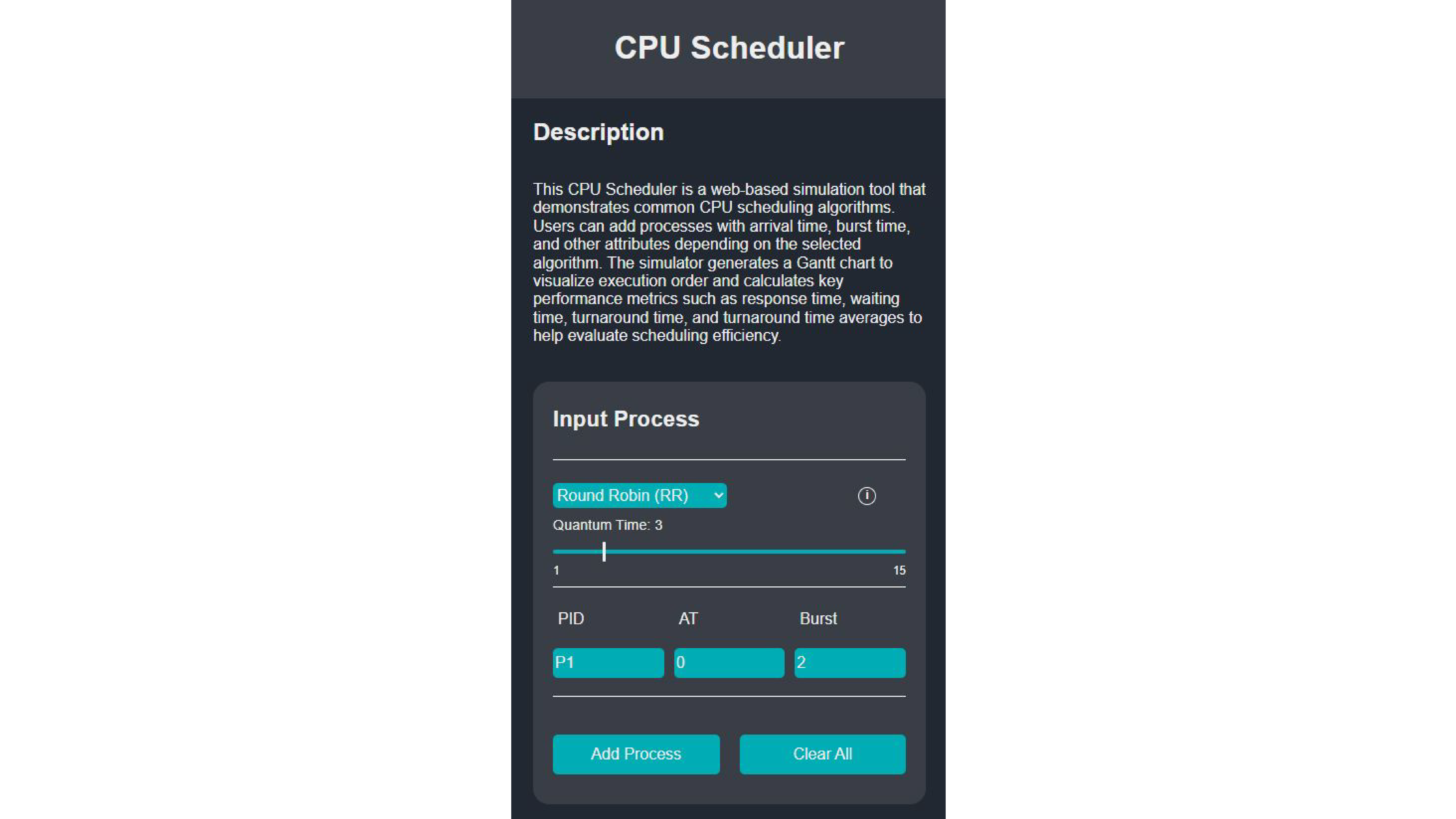 OS CPU Scheduling Simulator